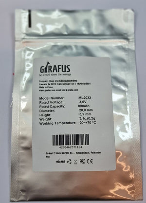 Girafus ML2032 ML 2032,wiederaufladbare Batterie/Akku