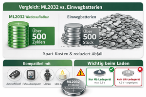 Girafus ML2032 ML 2032,wiederaufladbare Batterie/Akku