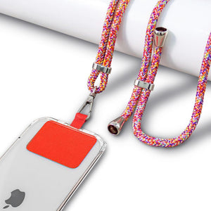 Girafus 1x Handykette & 1xSilikon Handy Fingerhalter/Handy Kette Universal/Handy Halterung Hand/Smartphone Handyanhänger/Phone Strap/Halsband/Schlüsselband/Schwarz & Bunt