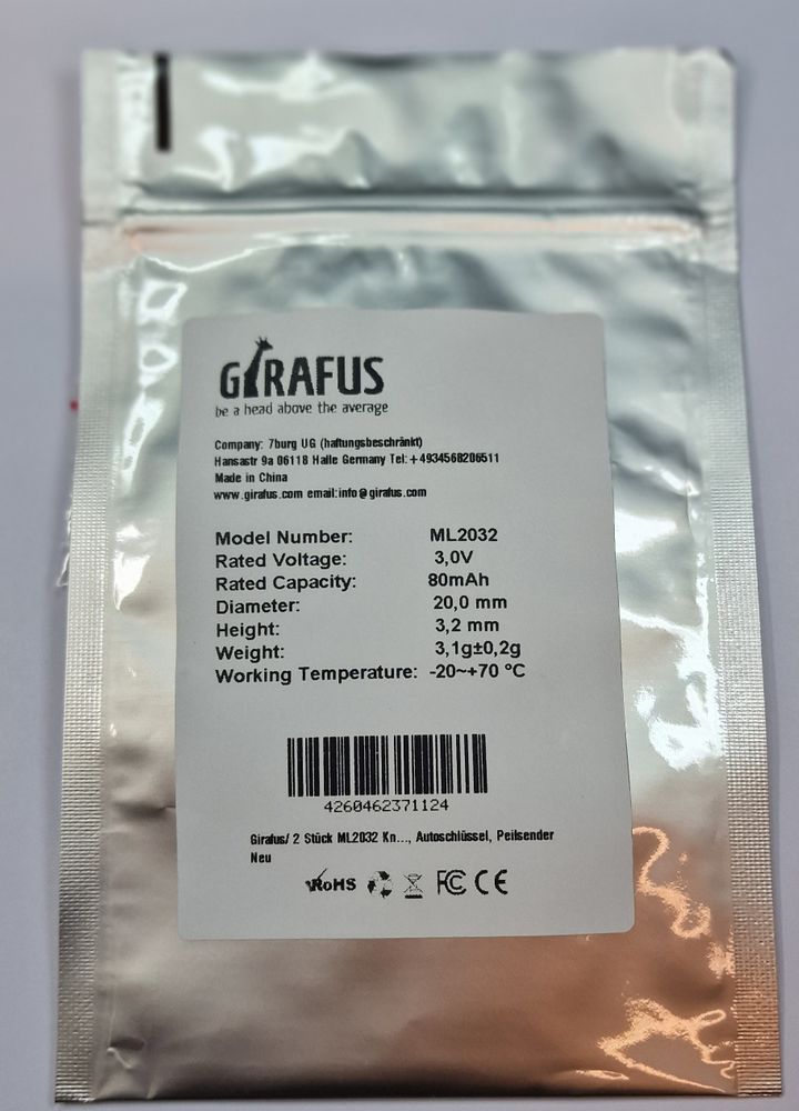 Girafus ML2032-ML 2032, rechargeable battery