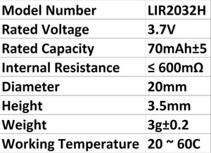 Girafus 4xLIR-2032/2025/2016 Battery variants 4xLIR2032