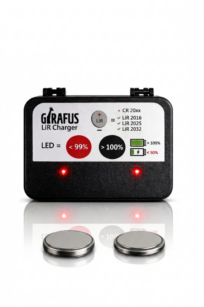 Girafus USB Ladegerät für wiederaufladbare LiR 2032/2016/2025  Knopfzellen - Varianten