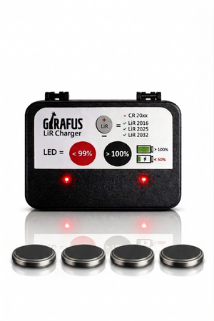 Girafus USB Ladegerät für wiederaufladbare LiR 2032/2016/2025  Knopfzellen - Varianten