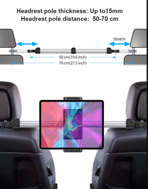 Girafus Relax H3 - Soporte para tabletas para el coche, asiento trasero, reposacabezas para, por ejemplo, iPad, iPad, Pro Galaxy, MS Surface, Medion y muchos más. - Variantes