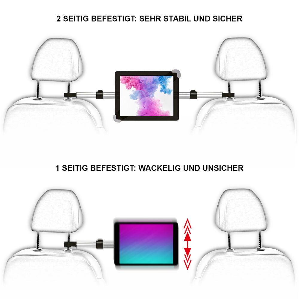 Girafus Relax H3 - Tablethalterung für KFZ, Auto, Rücksitz, Kopfstütze