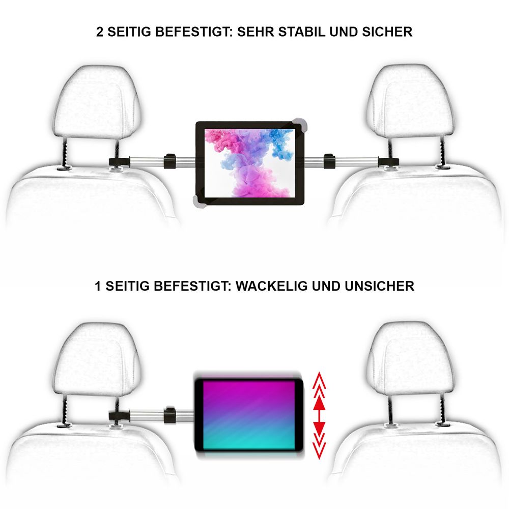 Girafus Relax H3 - Tablet (9,5-14,5 Zoll) holder for car, back seat,  headrest e.g. iPad, iPad, Pro