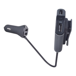 Girafus KFZ Auto USB HUB Ladegerät LADEKABEL VERTEILER für VORDER- UND RÜCKSITZ 12/24V 4x2,4A USB Zigarettenanzünder Verlängerung GUMMIERT