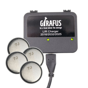 Cargador USB Girafus para pilas de botón recargables LiR 2032/2016/2025 - Variantes