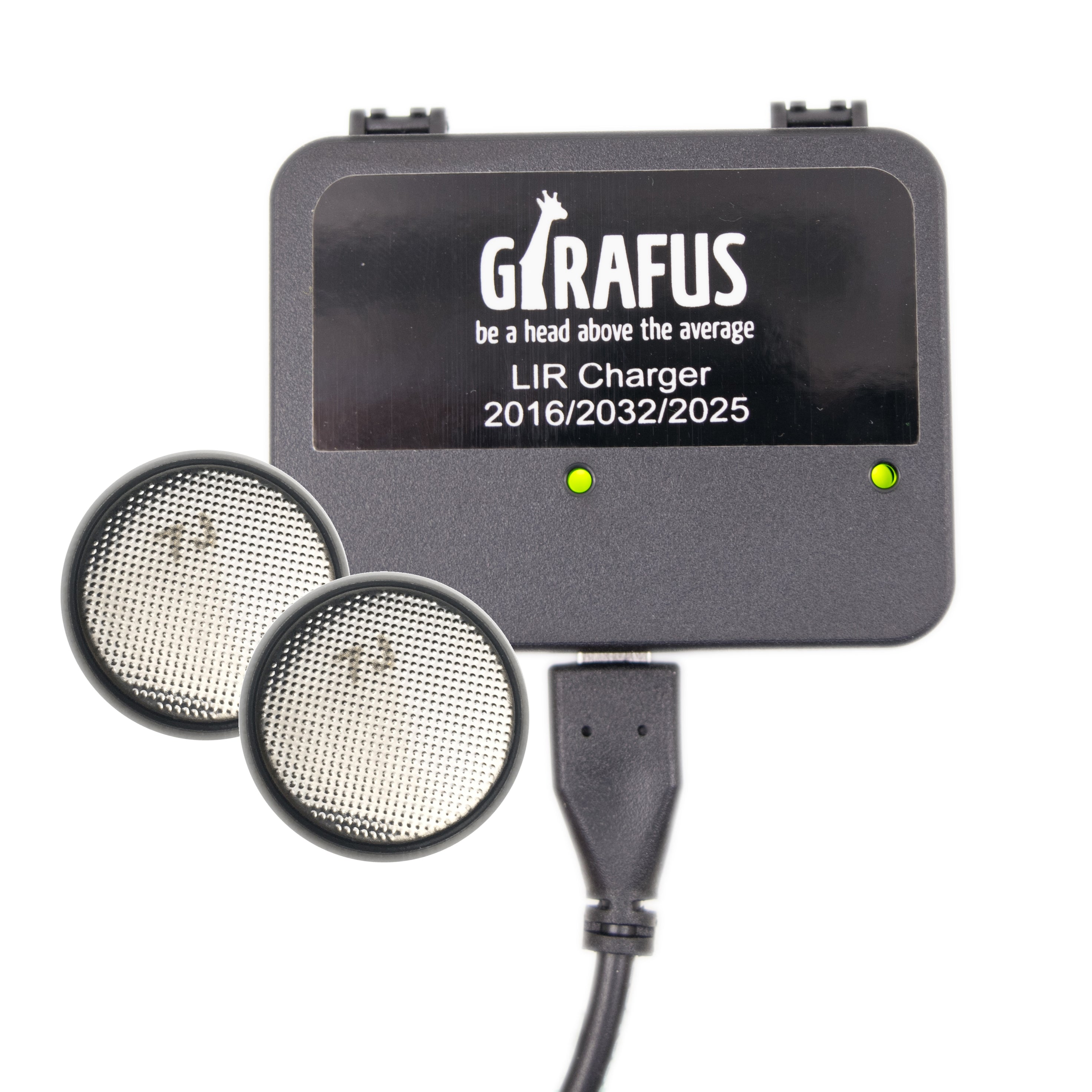 Girafus Chargeur USB pour piles bouton rechargeables LiR 2032/2016/202