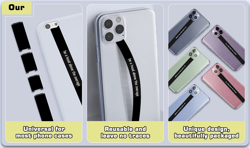 Girafus 1x Handykette & 1xSilikon Handy Fingerhalter/Handy Kette Universal/Handy Halterung Hand/Smartphone Handyanhänger/Phone Strap/Halsband/Schlüsselband/Schwarz & Bunt