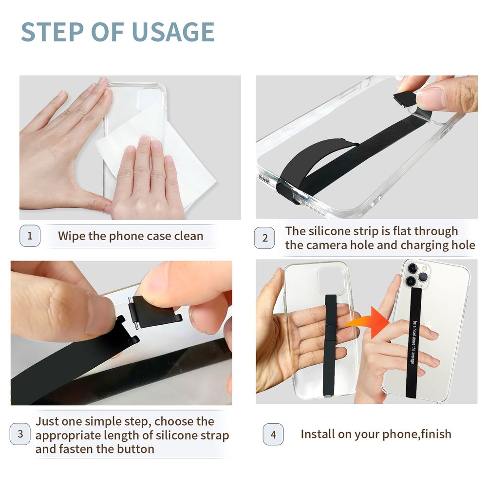 Girafus 1x Handykette & 1xSilikon Handy Fingerhalter/Handy Kette Universal/Handy Halterung Hand/Smartphone Handyanhänger/Phone Strap/Halsband/Schlüsselband/Schwarz & Bunt